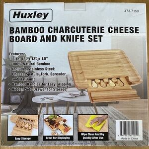 Huxley Bamboo Charcuterie Cheese Board and Knife Set